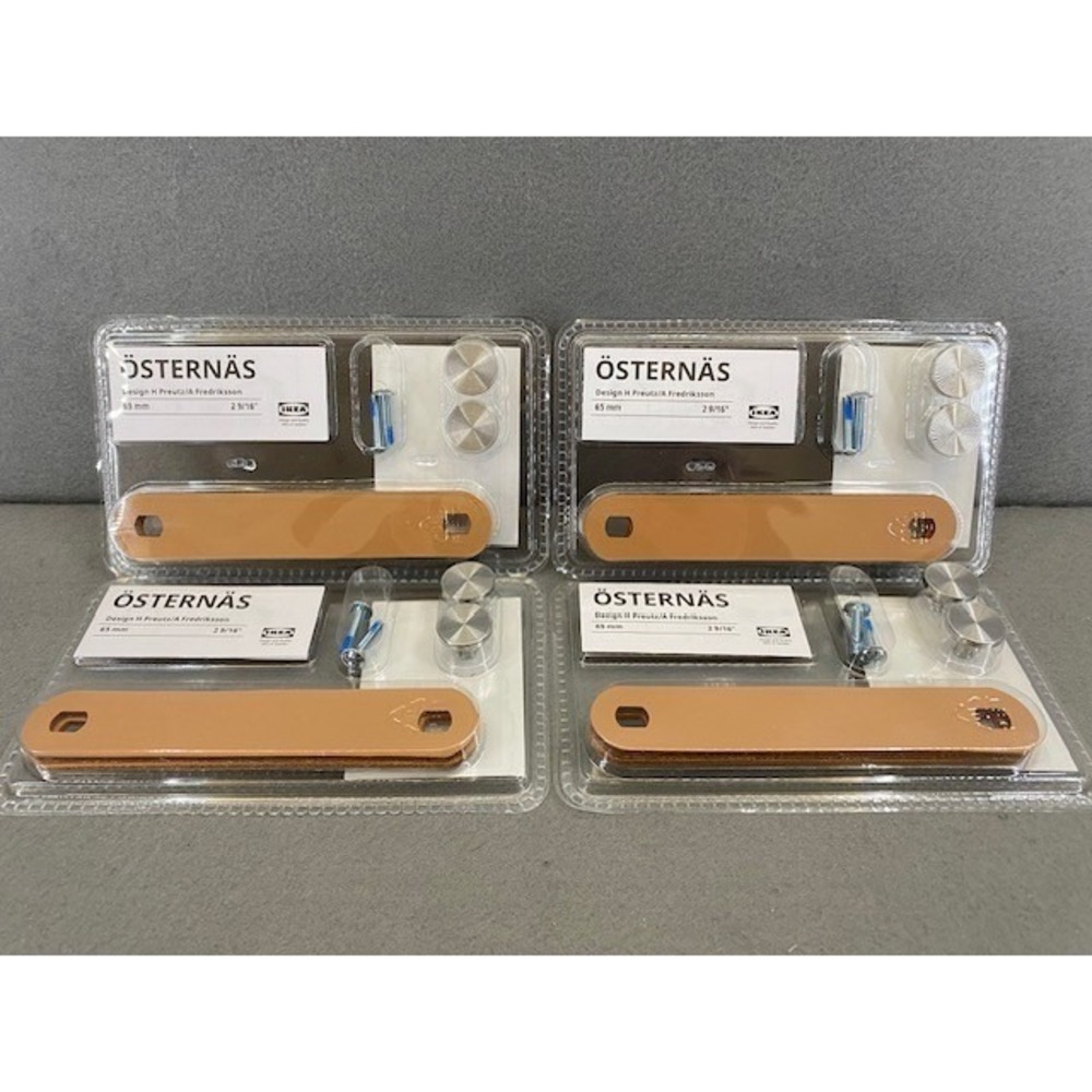 IKEA OSTERNAS Leather Cabinet Drawer Pull Handle‎ Silver 65mm Lot of 4